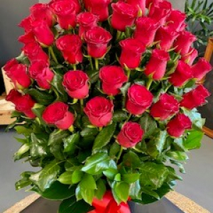Deluxe 50 Red Rose in Ceramic Vase